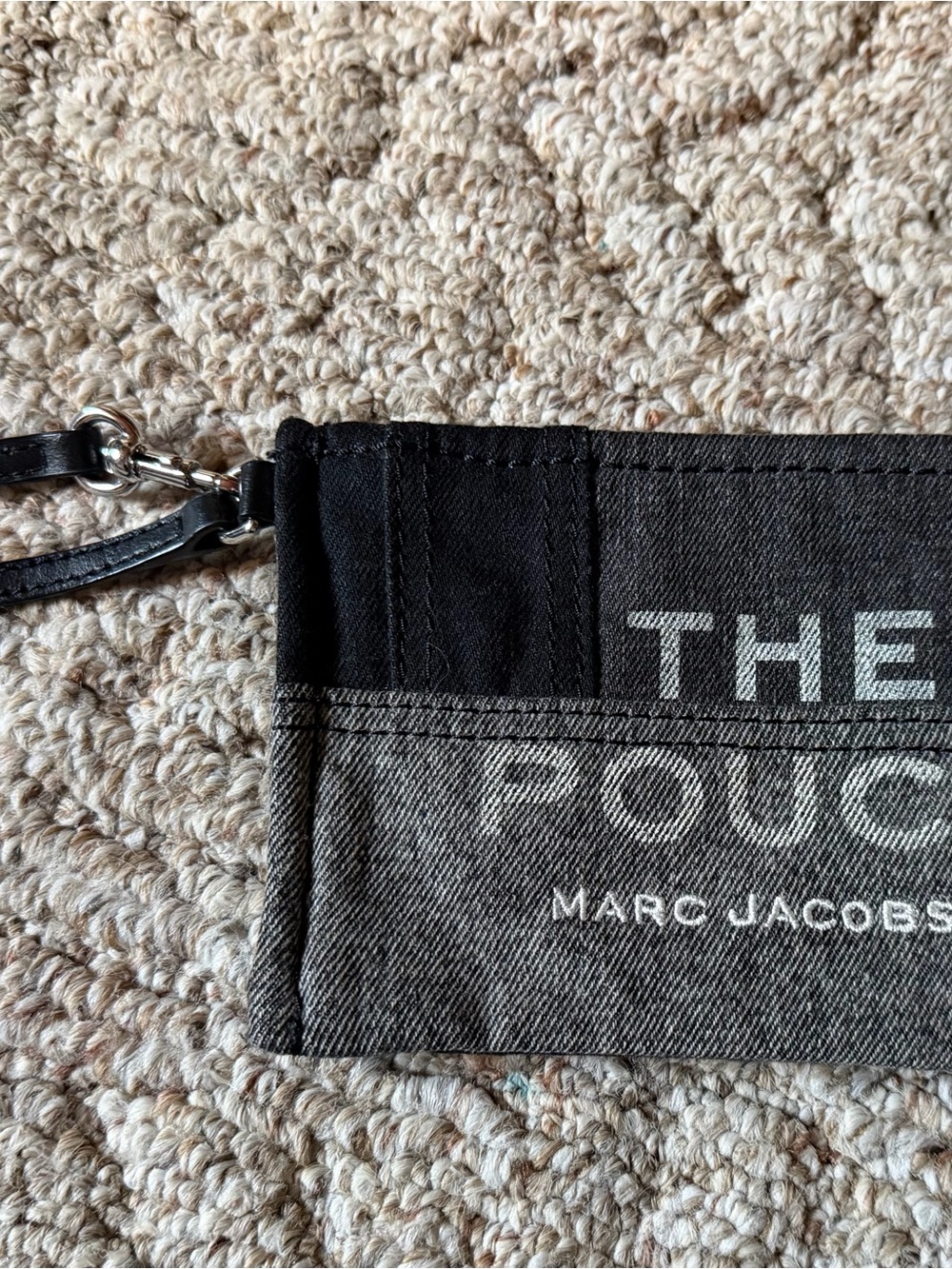 EUC Marc Jacobs Two-Tone Black & Gray denim Wrist Pouch wallet bag cute